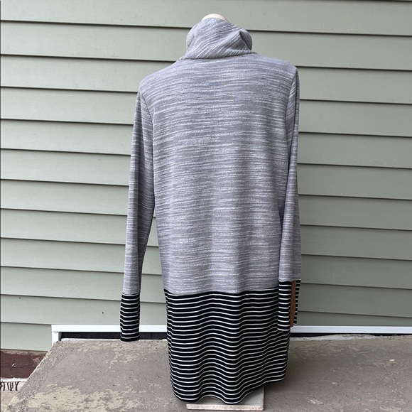 Like new THML Gray and Black Striped Cowl neck long Sweater - Picture 4 of 12
